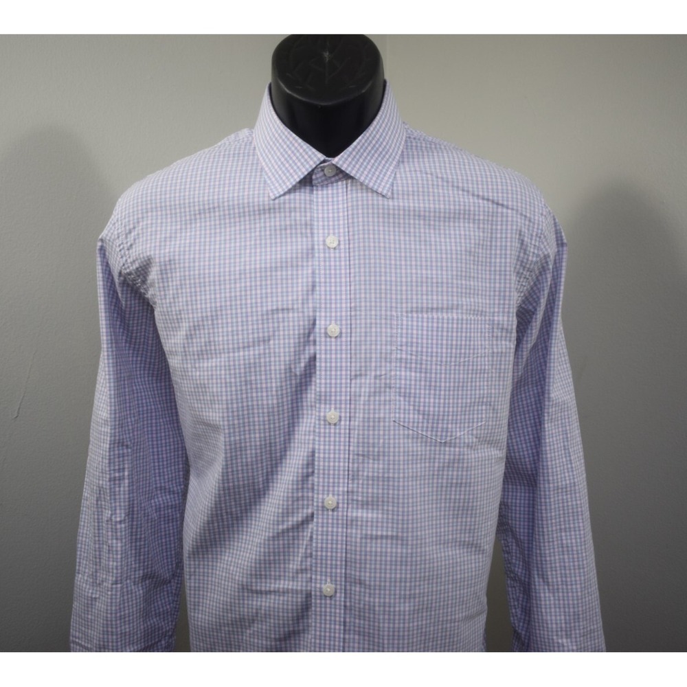 UNTUCKit Dress‎ Shirt Plaid Long Sleeve Cotton Nylon Stretch Mens Size Medium